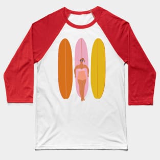 Girl and three surfboard Baseball T-Shirt